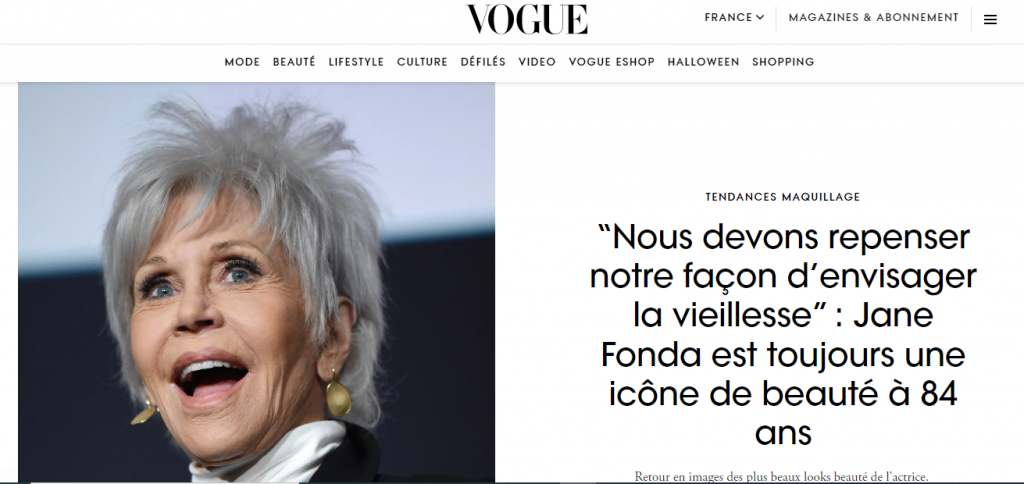 Article de Vogue sur Jane Fonda 