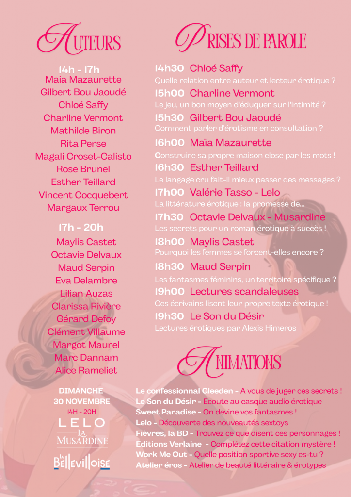 Programme du salon de la littérature erotique 2025